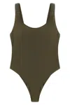 Brunello Cucinelli One Piece Swimsuit Scoop Neckline High Cut In Green