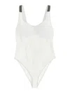 Brunello Cucinelli White Techno Jersey Precious Details One-piece Swimsuit In White