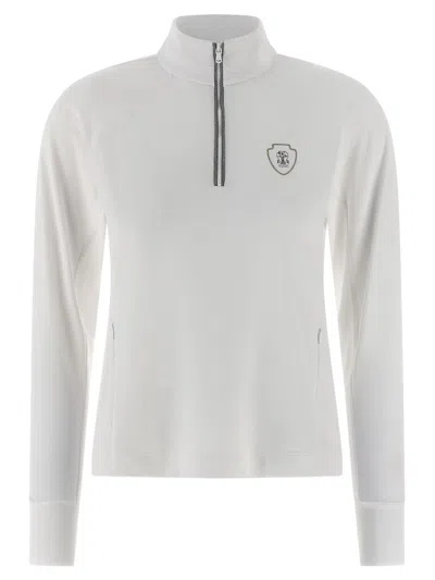 Brunello Cucinelli Half-zip Embroidered Sweatshirt In White