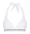 Brunello Cucinelli Precious Halterneck Bikini Top In White