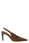 Brunello Cucinelli Slingback High Heel Sandals In Brown