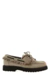 Brunello Cucinelli Precious Insert Boat Shoe In Silver