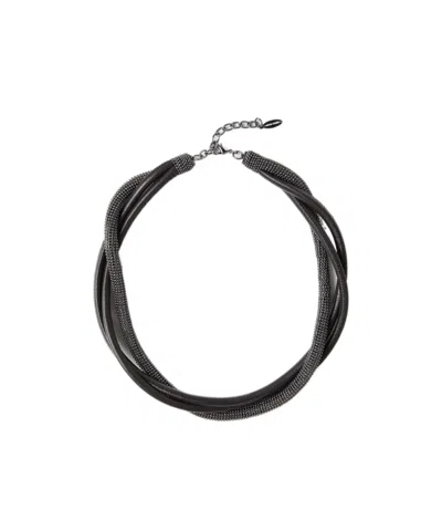 Brunello Cucinelli Precious Leather Choker In Black