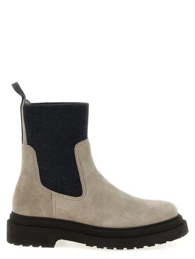 BRUNELLO CUCINELLI BRUNELLO CUCINELLI PRECIOUS LOOP DETAIL ANKLE BOOTS