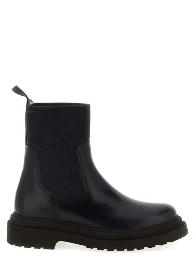 Brunello Cucinelli Precious Loop Detail Ankle Boots In Black
