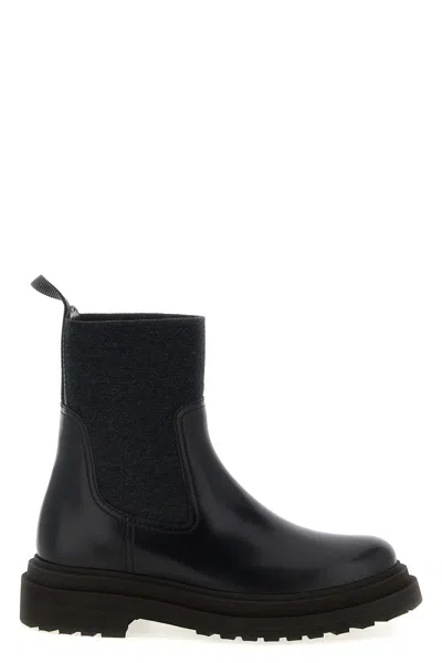 BRUNELLO CUCINELLI PRECIOUS LOOP DETAIL ANKLE BOOTS