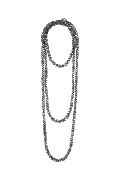 Brunello Cucinelli Precious Loops Necklace In Grey