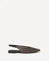 Brunello Cucinelli Precious Net Embroidery Slingback Ballerinas In Brown