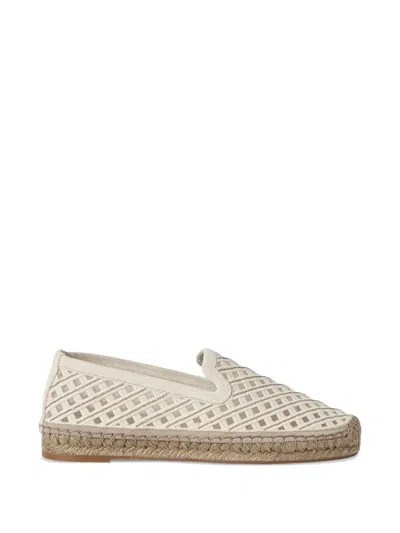 Brunello Cucinelli Precious Net Espadrilles In Cotton And Suede In Multi