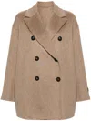 Brunello Cucinelli Short Cashmere Double Breasted Coat In Neutrals