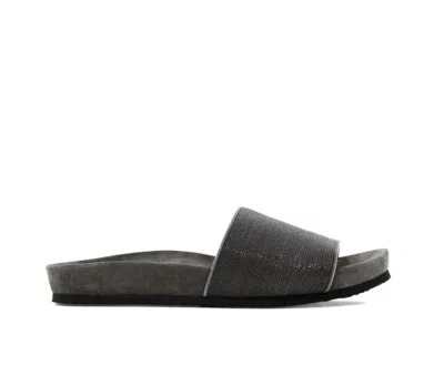 Brunello Cucinelli Precious Sandal In Grey In Black