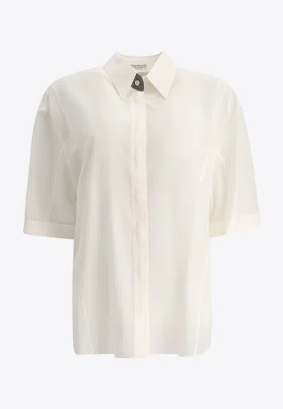 Brunello Cucinelli Precious Short-sleeved Shirt In White