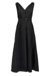 Brunello Cucinelli Women Techno Cotton Poplin Dress With Belt And Precious Shoulder Detail