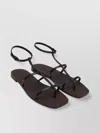 Brunello Cucinelli Precious Strap Flat Sole Open Toe Sandals In Black