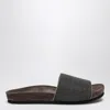 Brunello Cucinelli Precious Suede Slides In Black