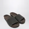 Brunello Cucinelli Precious Taupe Slides In Suede Women In Black