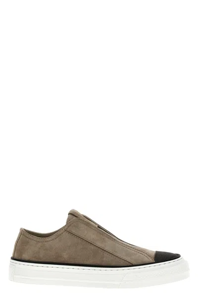 Brunello Cucinelli Beige Round Toe Sneakers