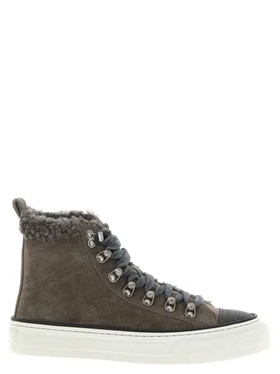 Brunello Cucinelli 'precious Toe' Sneakers In Gray