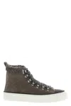 Brunello Cucinelli Shearling-trim Sneakers In Gray