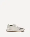 Brunello Cucinelli Women Precious Toe Sneakers In Suede And Techno Fabric In Gray