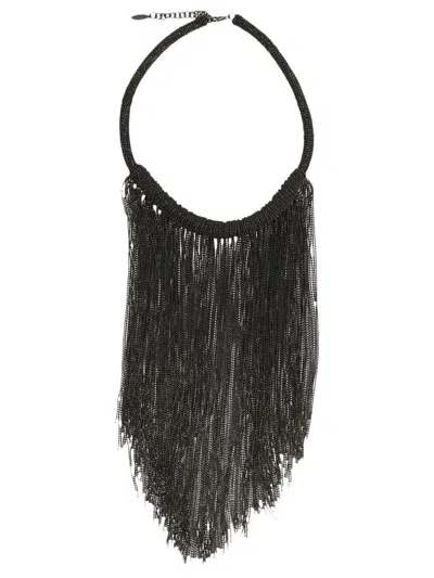 Brunello Cucinelli 'precious Waterfall' Necklace In Black