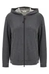 Brunello Cucinelli Precious Zipper Pull Sweatshirt Gray In Gray