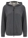 Brunello Cucinelli Precious Zipper Pull Sweatshirt Gray In Gray