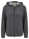 Brunello Cucinelli Precious Zipper Pull Sweatshirt Gray In Gray