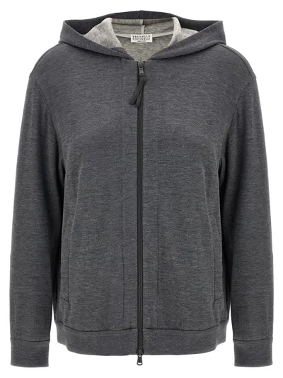 BRUNELLO CUCINELLI BRUNELLO CUCINELLI 'PRECIOUS ZIPPER PULL' HOODIE