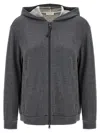 Brunello Cucinelli Precious Zipper Pull Sweatshirt Gray In Gray