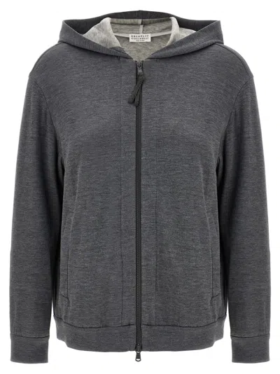 BRUNELLO CUCINELLI BRUNELLO CUCINELLI PRECIOUS ZIPPER PULL' HOODIE