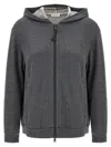 Brunello Cucinelli Precious Zipper Pull Sweatshirt Gray In Grey