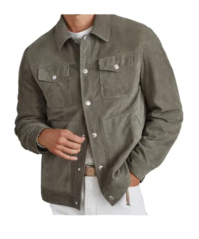 Brunello Cucinelli Press-stud Leather Jacket In Green