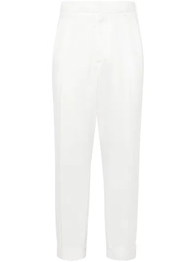 Brunello Cucinelli Men Garment-dyed Leisure Fit Pants In White