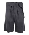 Brunello Cucinelli Waist Belted Pleated Shorts Pockets In Gray