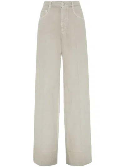 Brunello Cucinelli Pressed Crease Straight-leg Jeans In Green