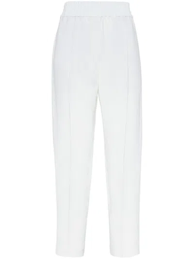 Brunello Cucinelli Pressed Crease Tapered Leg Trousers In White