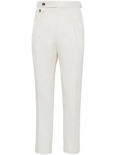 BRUNELLO CUCINELLI PRESSED-CREASE TAPERED TROUSERS
