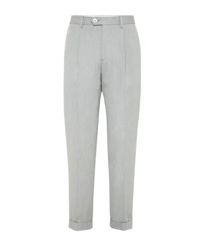BRUNELLO CUCINELLI BRUNELLO CUCINELLI PRESSED CREASE TAPERED LEG TROUSERS