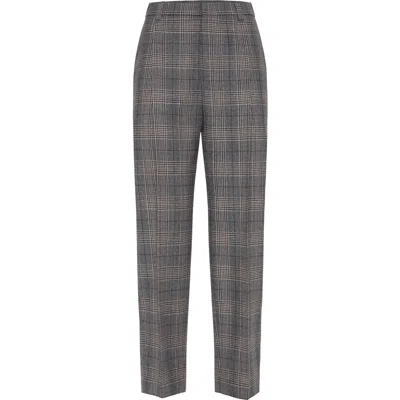 Brunello Cucinelli Prince Of Wales Baggy Trousers In Gray