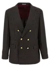 Brunello Cucinelli Prince Of Wales Blazer In Brown