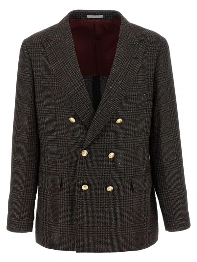 Brunello Cucinelli Prince Of Wales Blazer In Multi