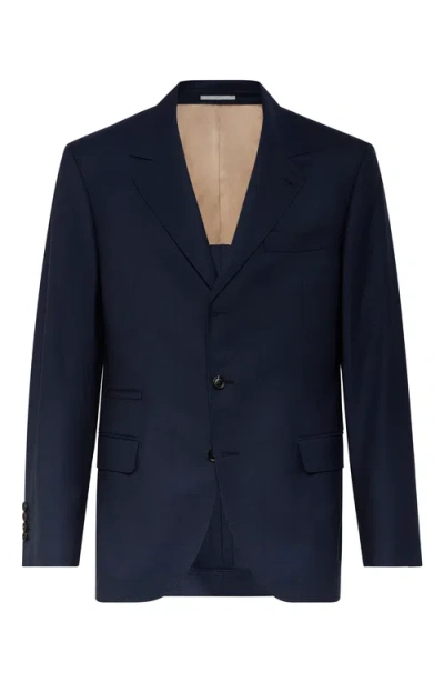 Brunello Cucinelli Prince Of Wales Blazer In Blue