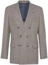 Brunello Cucinelli Prince Of Wales Blazer In Brown