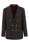 Brunello Cucinelli Prince Of Wales Blazer In Brown