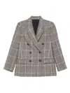 Brunello Cucinelli Prince Of Wales Blazer In Brown