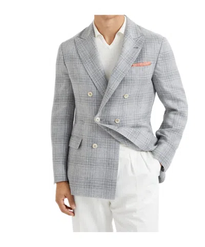 Brunello Cucinelli Prince Of Wales Blazer In Gray