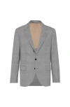 Brunello Cucinelli Check-print Virgin-wool Blazer In Gray