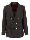 Brunello Cucinelli Men Prince Of Wales Blazer In Gray