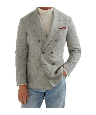 Brunello Cucinelli Prince Of Wales Blazer In Light Gray